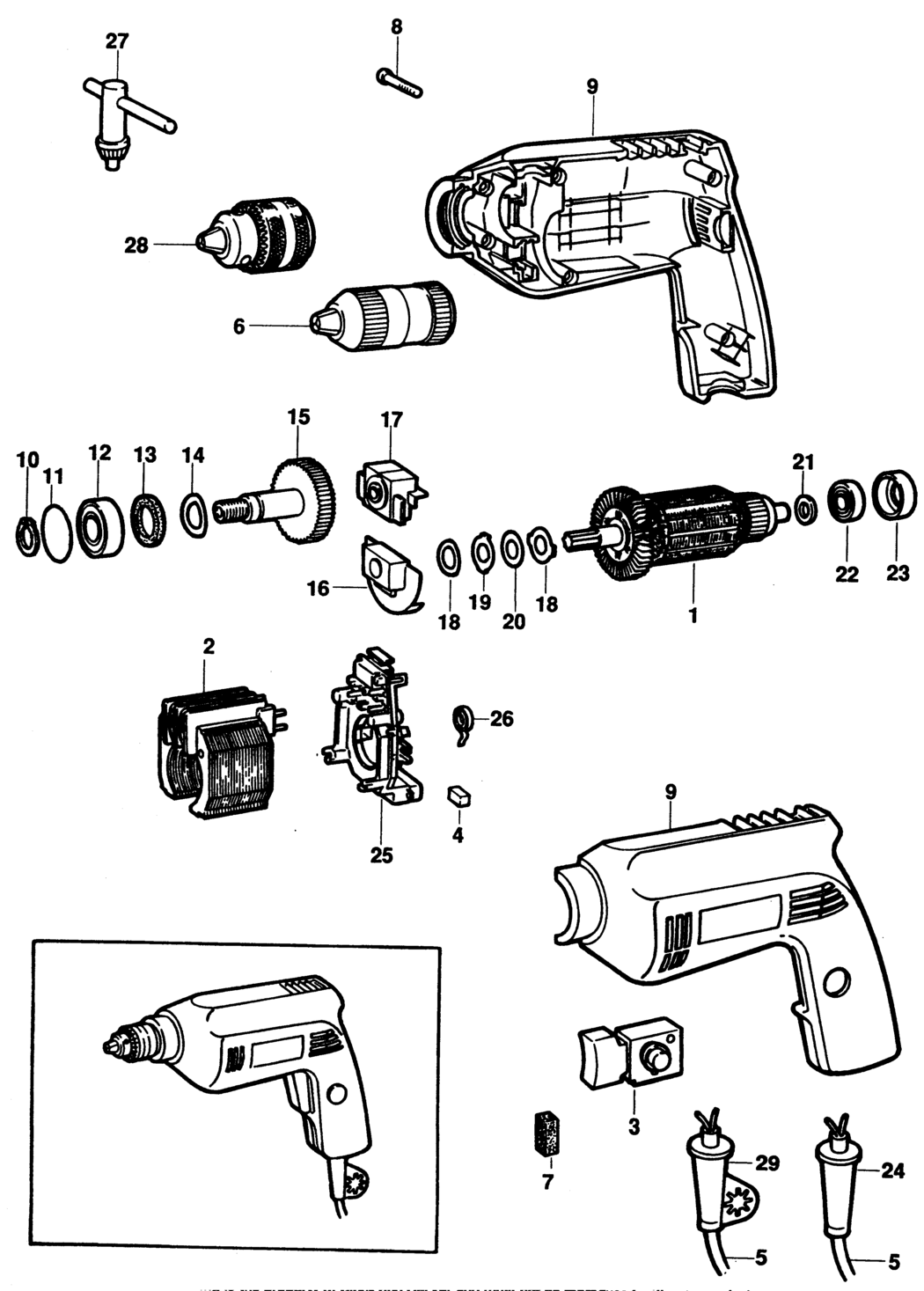 Black & Decker P1167 Type 1 Drill Spare Parts