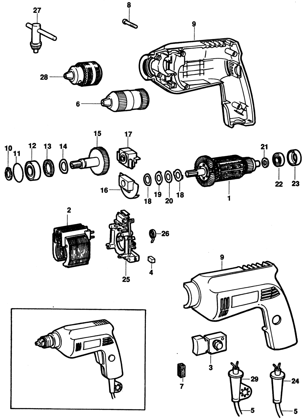 Black & Decker P1168 Type 1 Drill Spare Parts