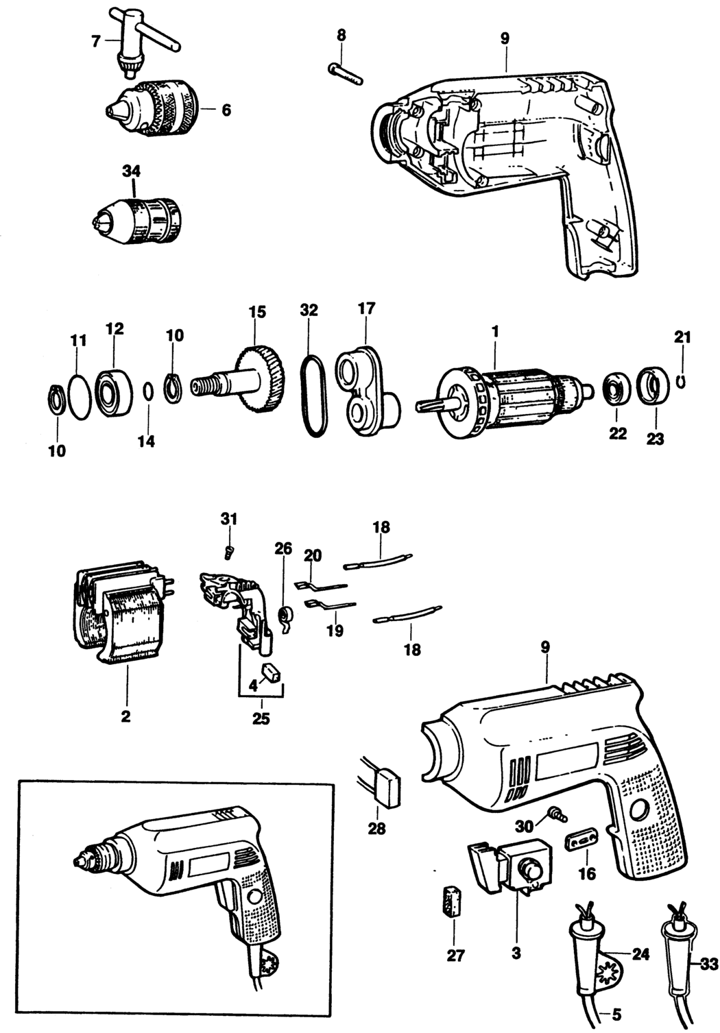 Black & Decker P1178 Type 1 Drill Spare Parts