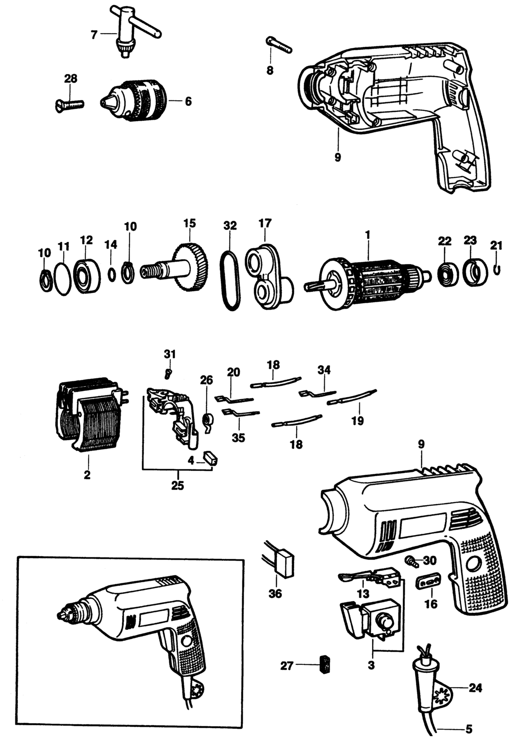 Black & Decker P1179 Type 1 Drill Spare Parts