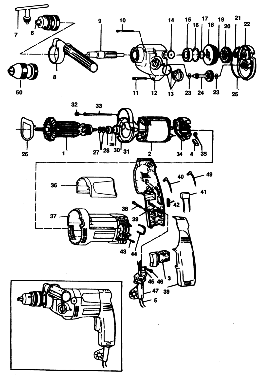 Black & Decker P1211 Type 1 Drill Spare Parts