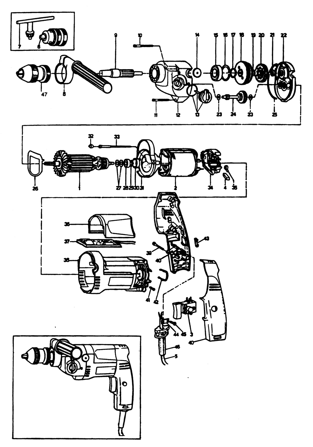 Black & Decker P1219 Type 1 Drill Spare Parts