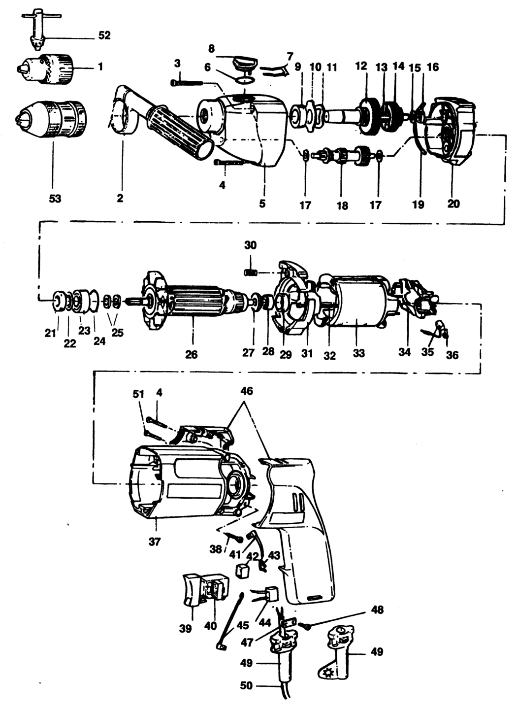 Black & Decker P1221 Type 1 Drill Spare Parts