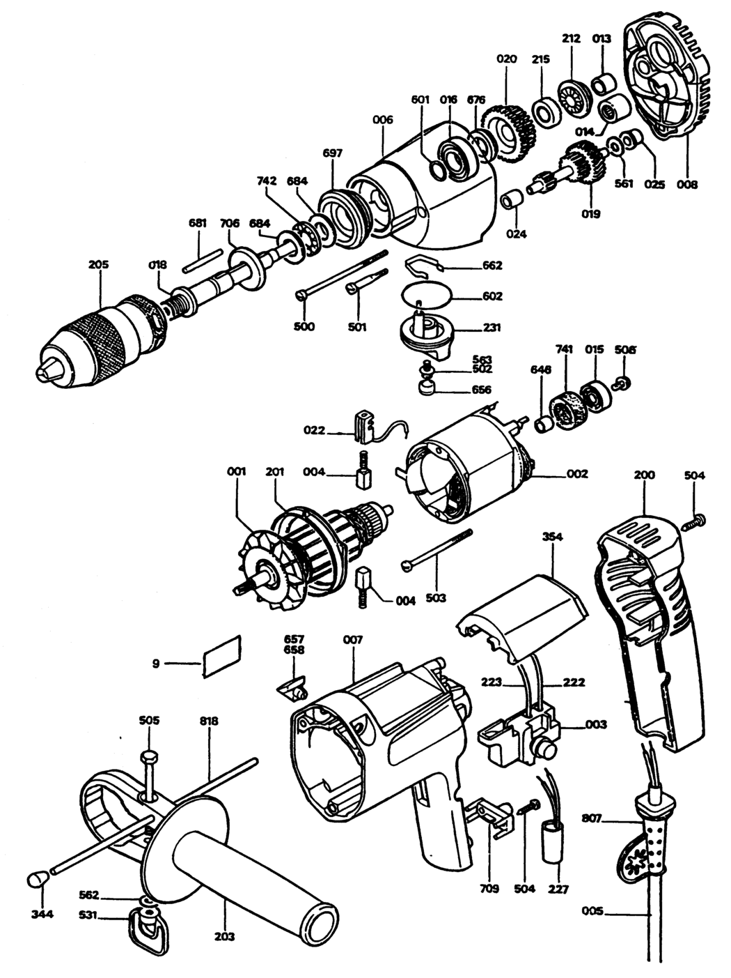 Black & Decker P1264 Type 1 Drill Spare Parts