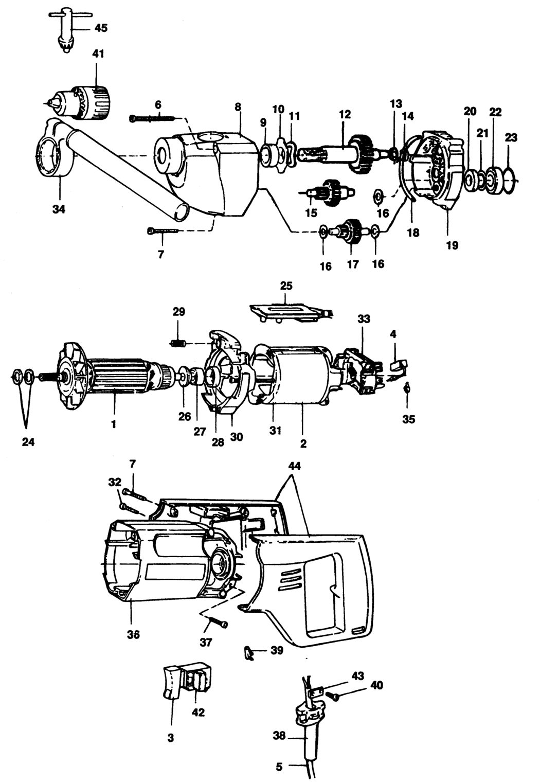 Black & Decker P1529 Type 1 Drill Spare Parts