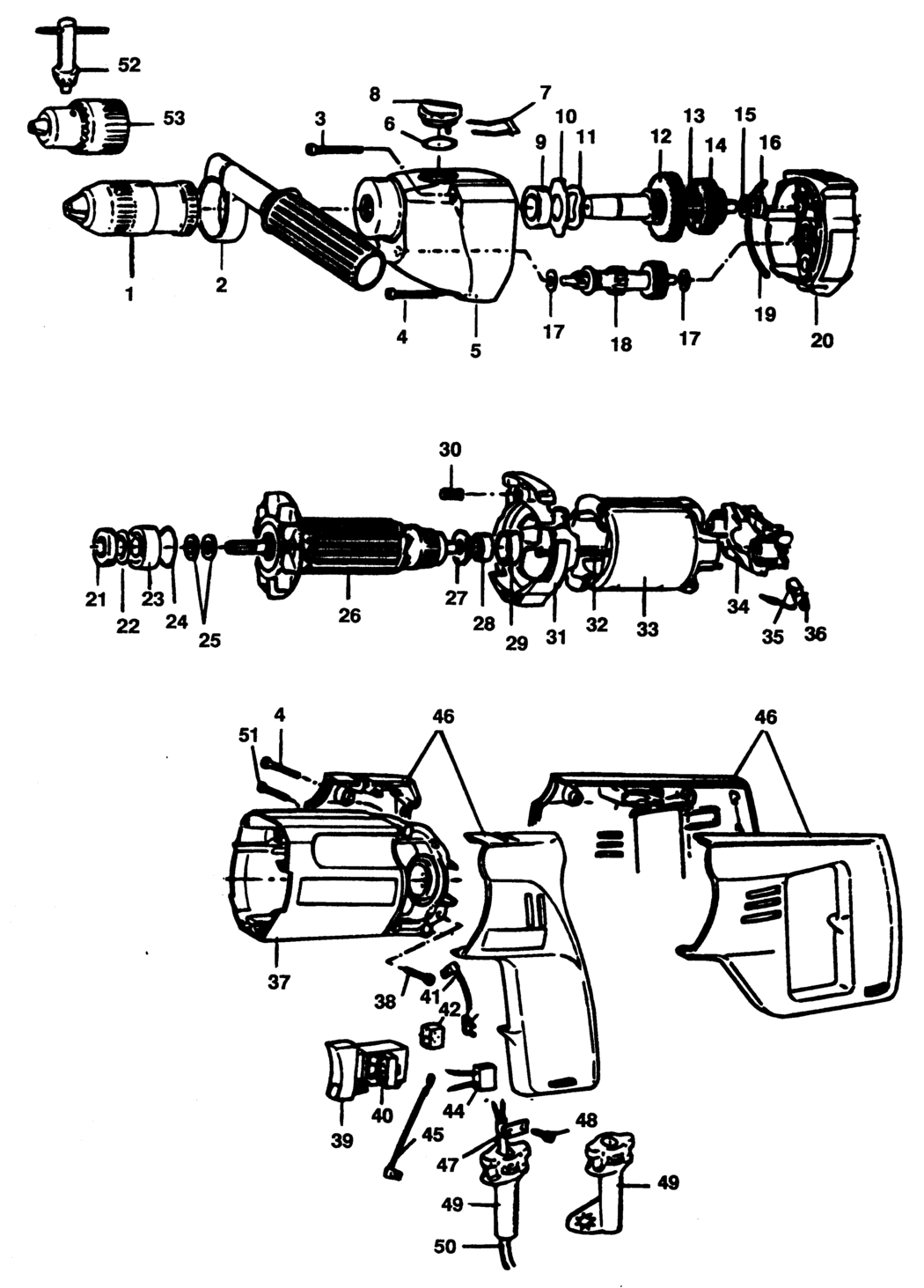 Black & Decker P1621 Type 1 Drill Spare Parts