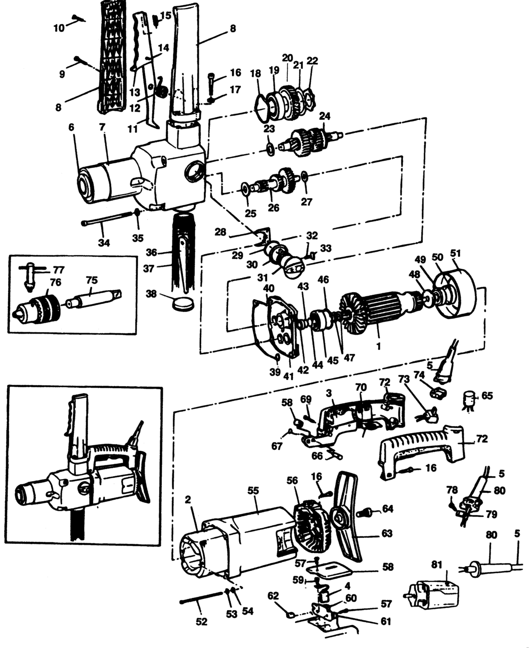 Black & Decker P1721 Type 1 Drill Spare Parts