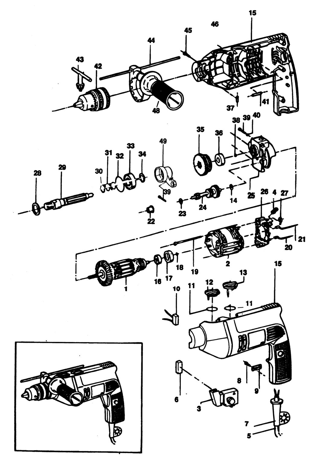 Black & Decker P2000 Type 1 Drill Spare Parts