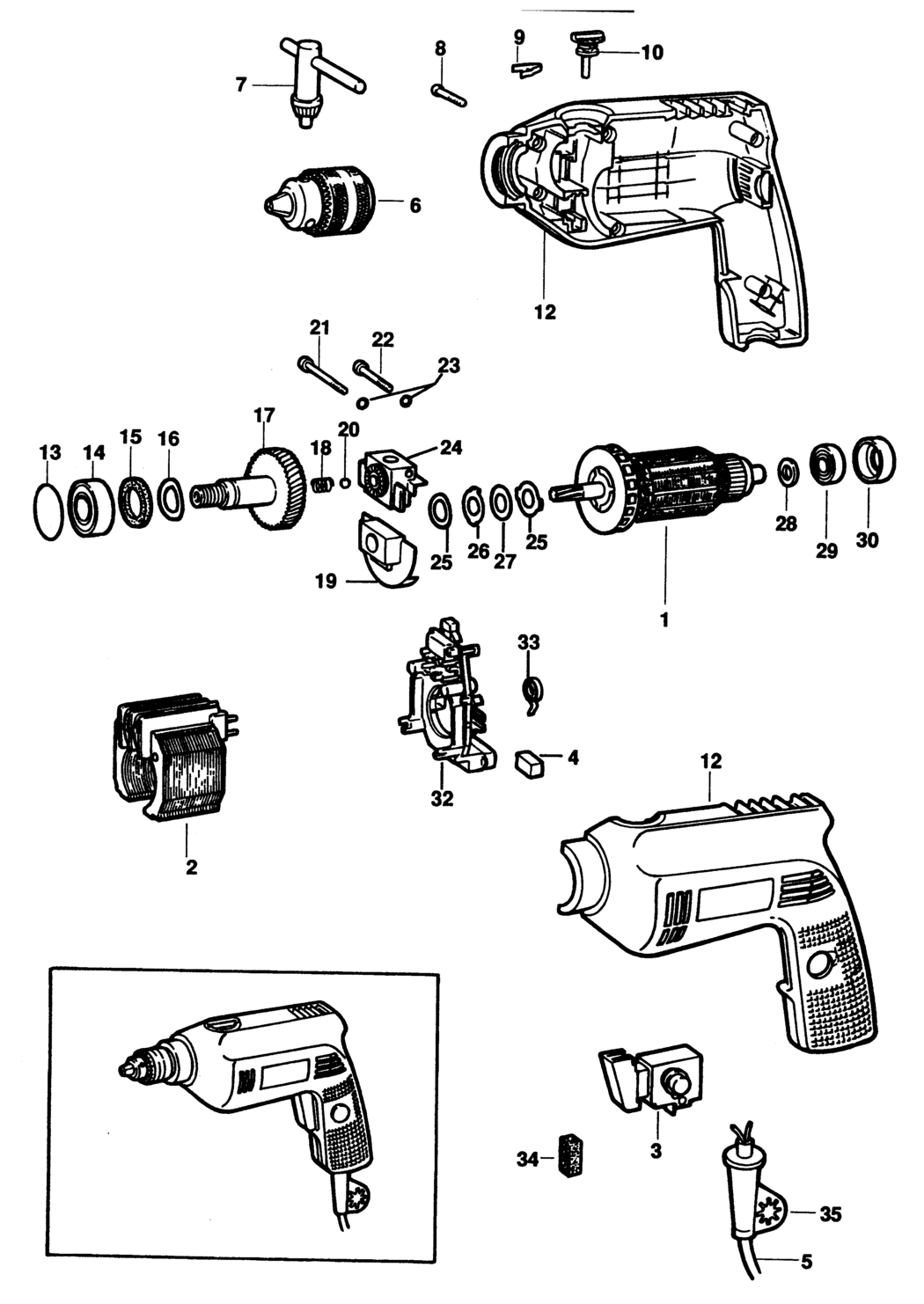 Black & Decker P2168 Type 1 Drill Spare Parts