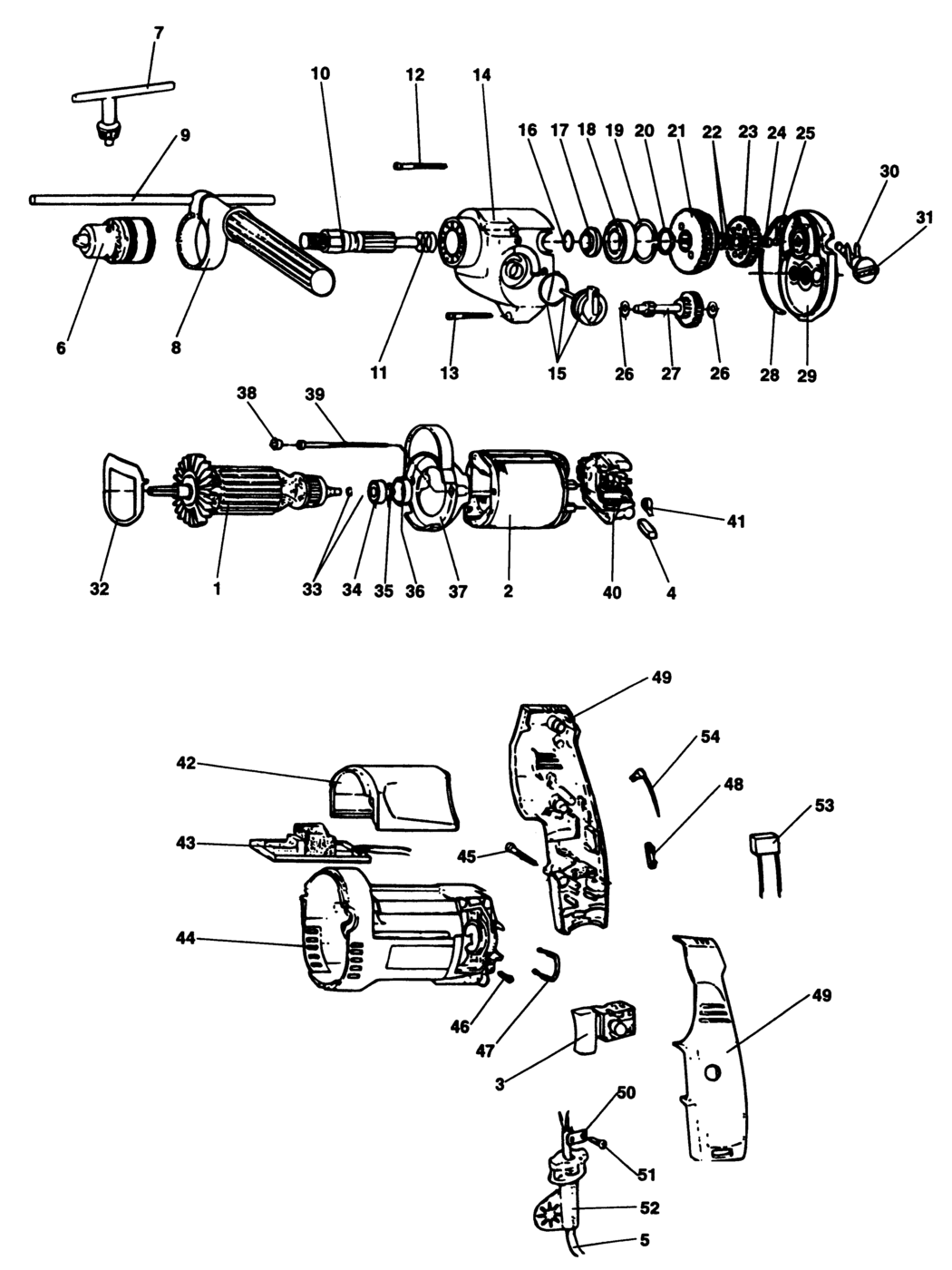 Black & Decker P2213 Type 1 Drill Spare Parts