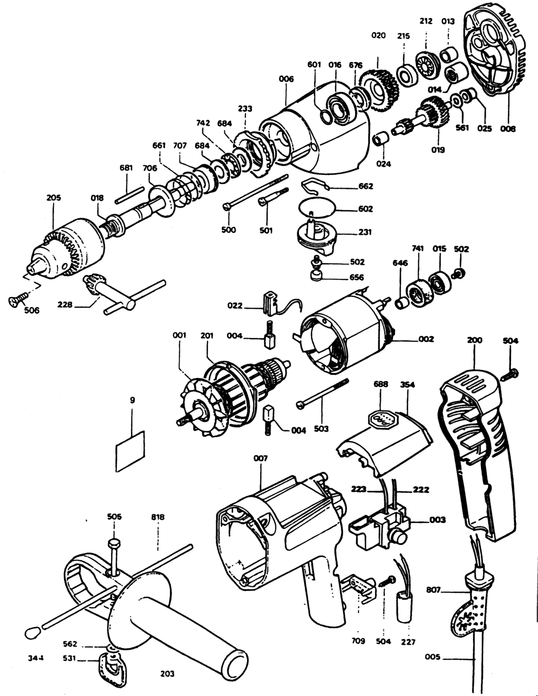 Black & Decker P2264 Type 1 Drill Spare Parts