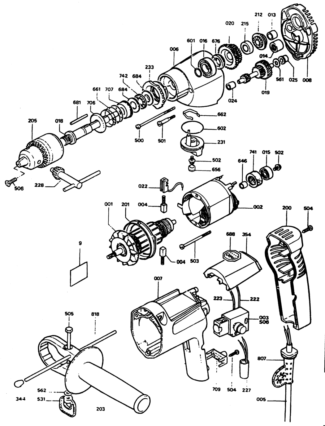 Black & Decker P2265 Type 1 Drill Spare Parts