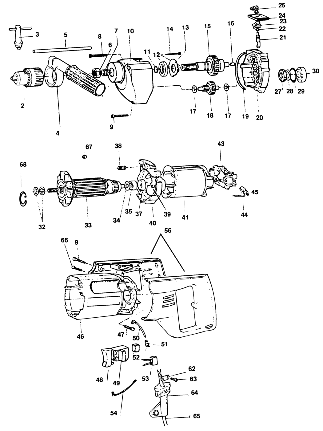 Black & Decker P2521 Type 1 Drill Spare Parts