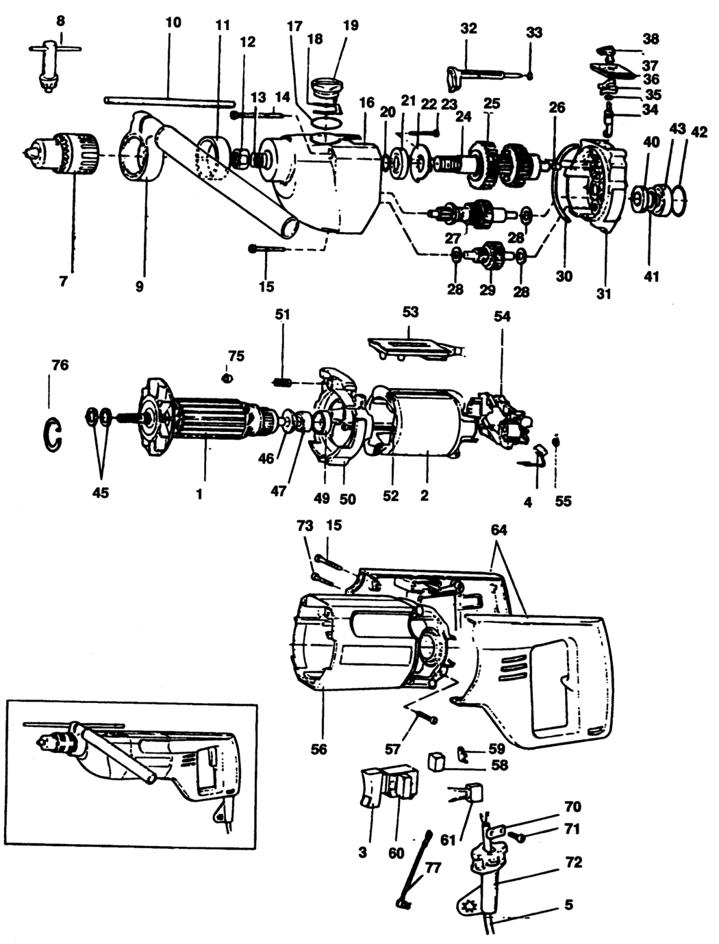 Black & Decker P2615 Type 1 Drill Spare Parts