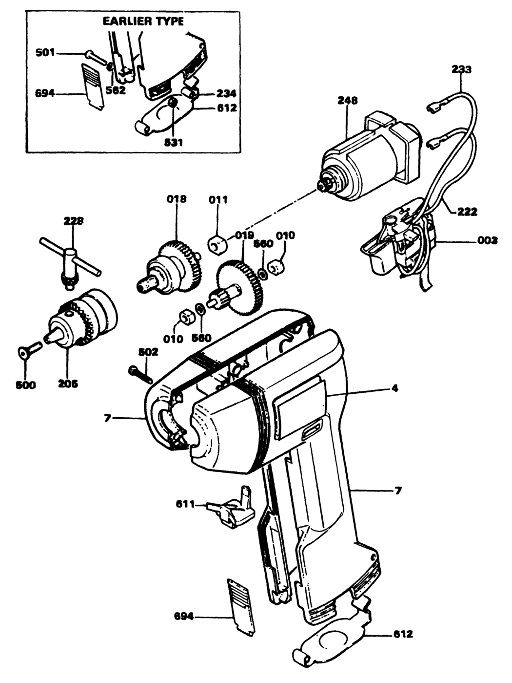 Black & Decker P8510 Type 1 Drill Spare Parts