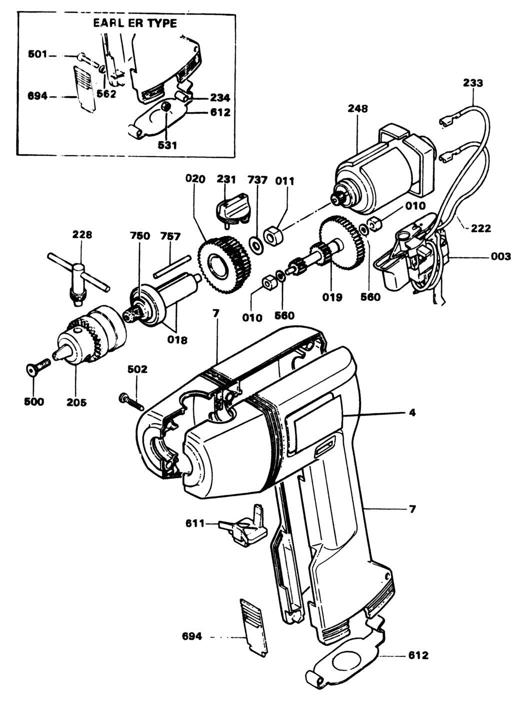 Black & Decker P8520K Type 1 Drill Spare Parts