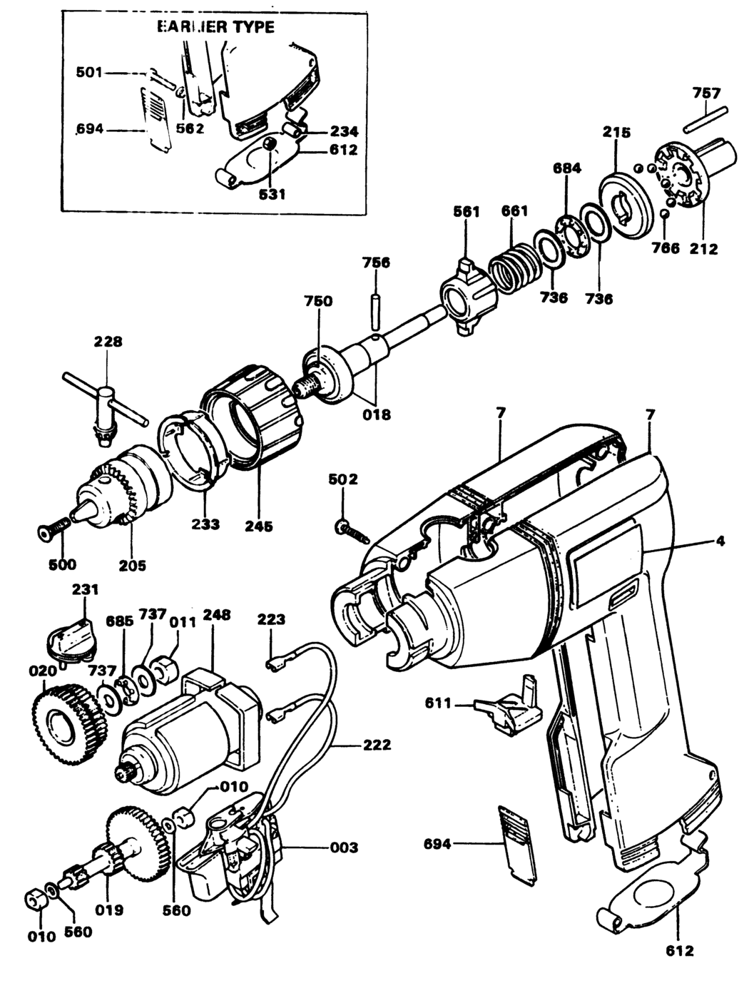 Black & Decker P8530K Type 1 Drill Spare Parts