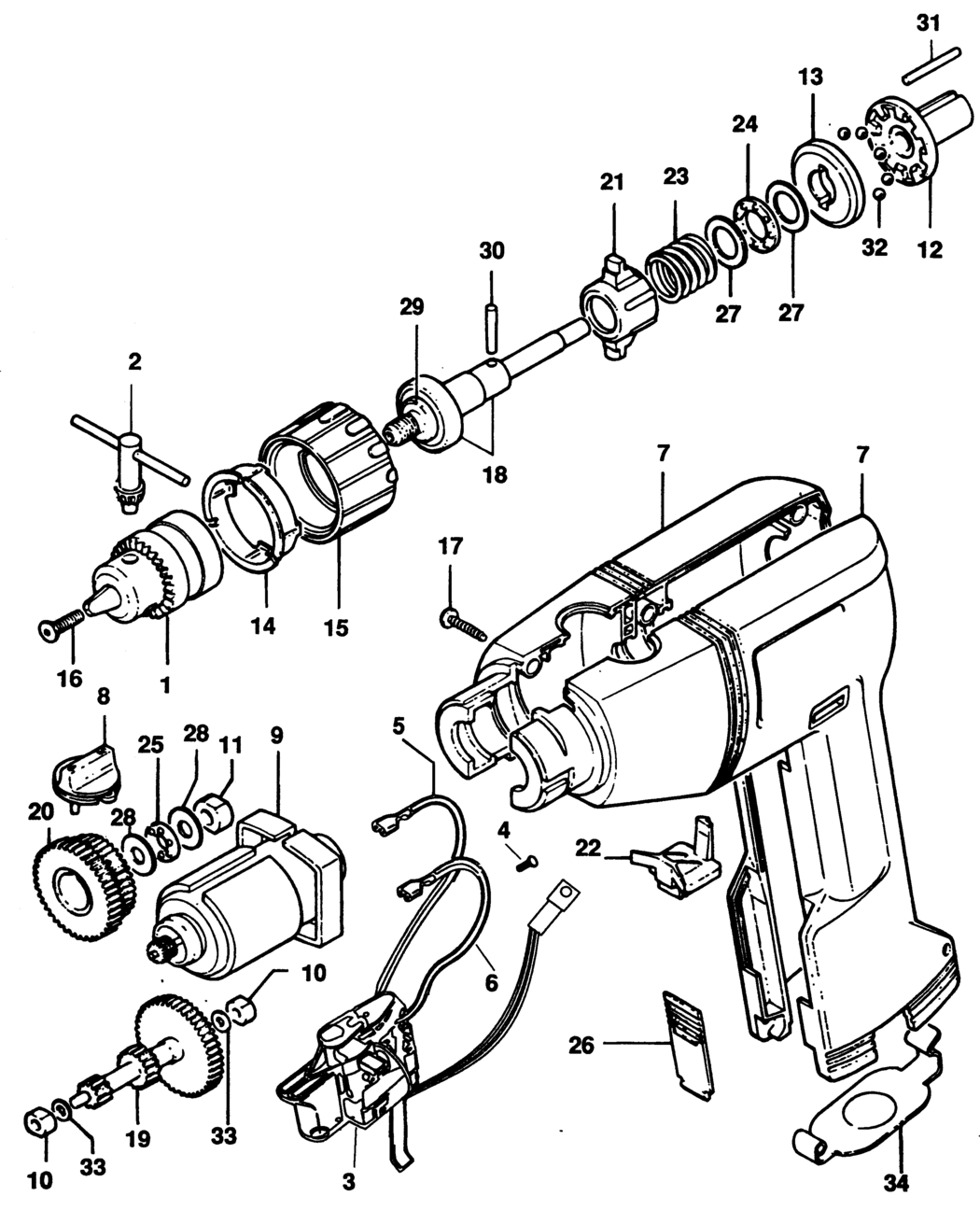 Black & Decker P8540K Type 1 Drill Spare Parts