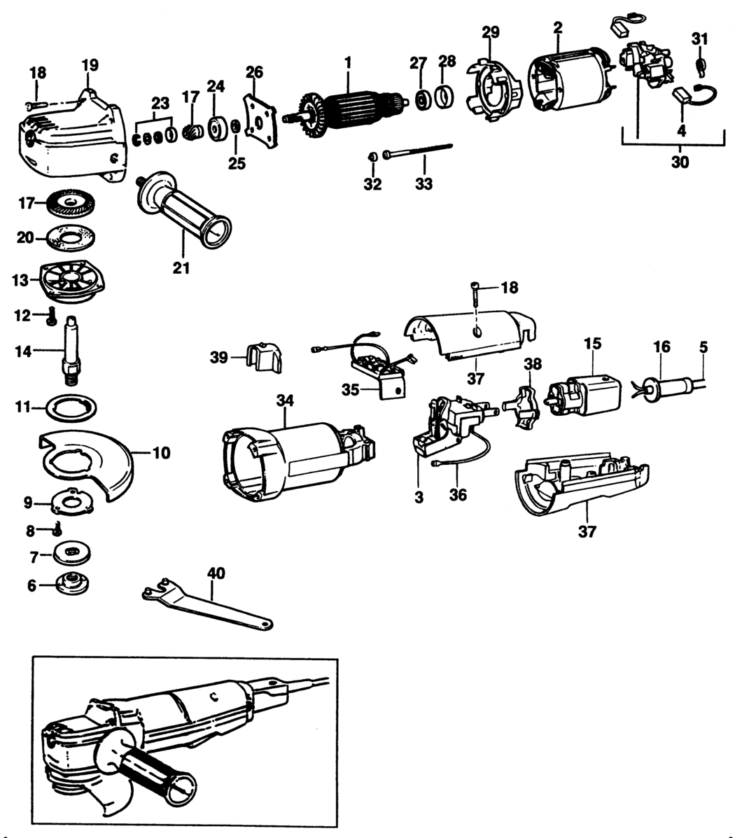 Black & Decker 5512 Type 1 Angle Grinder Spare Parts