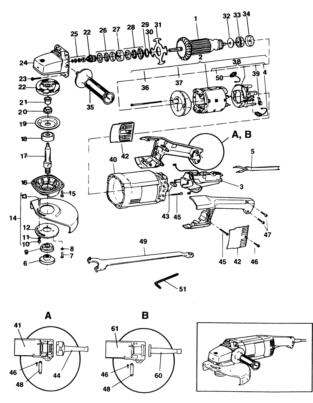 Black & Decker 5932 Type 1 Angle Grinder Spare Parts