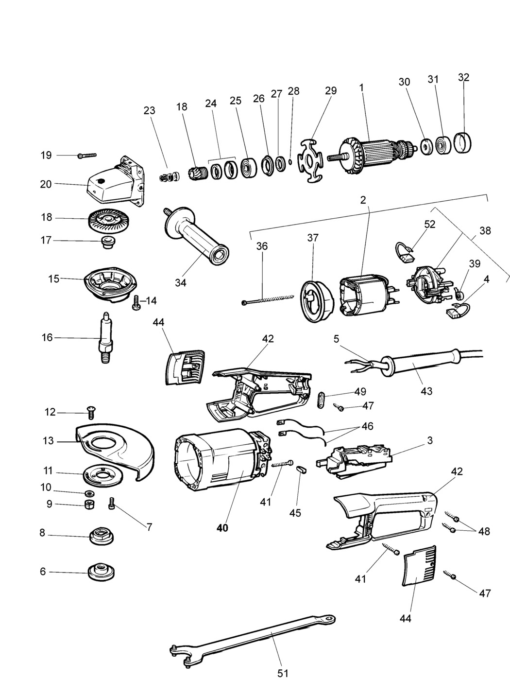 Black & Decker KG2023----D Type 2 Angle Grinder Spare Parts