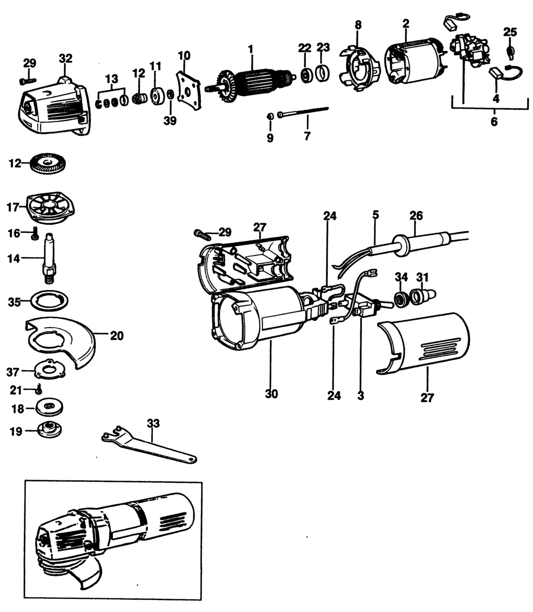 Black & Decker P5404 Type 1 Angle Grinder Spare Parts