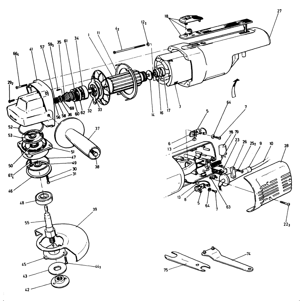 Black & Decker P5410 Type 1 Angle Grinder Spare Parts