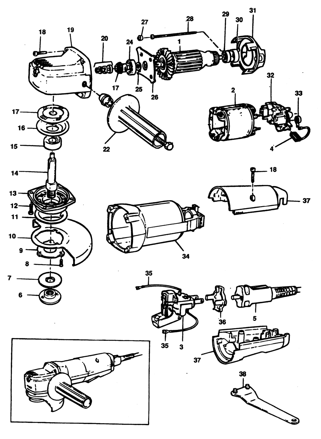 Black & Decker P5412 Type 1 Angle Grinder Spare Parts