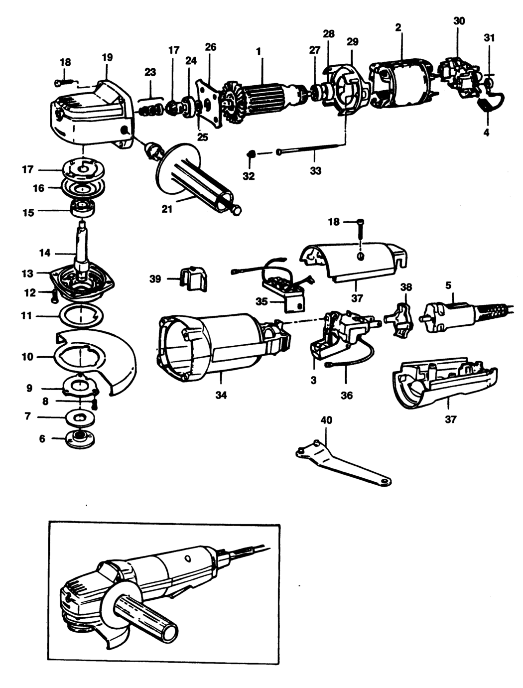 Black & Decker P5415 Type 1 Angle Grinder Spare Parts