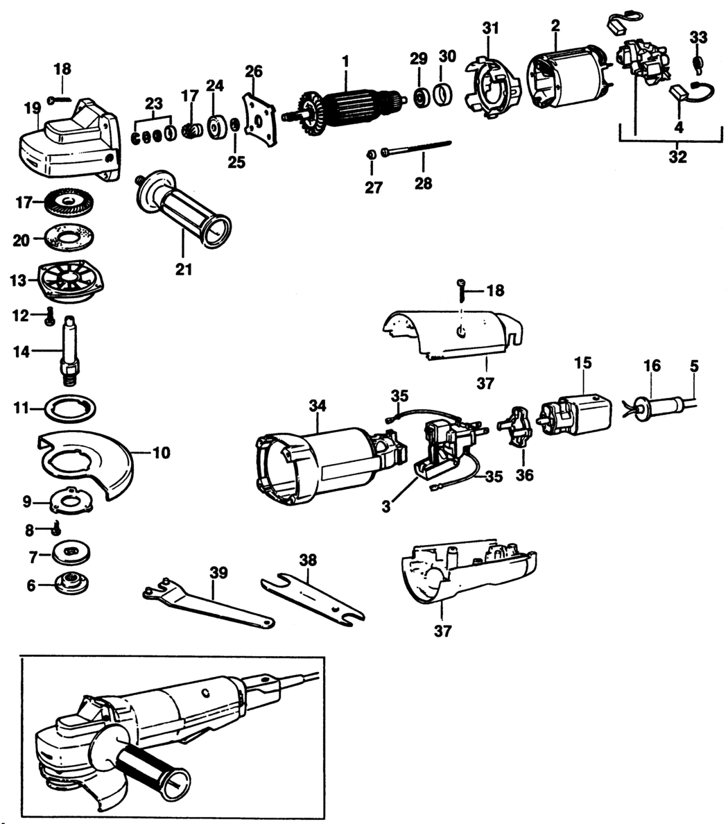 Black & Decker P5427 Type 1 Angle Grinder Spare Parts