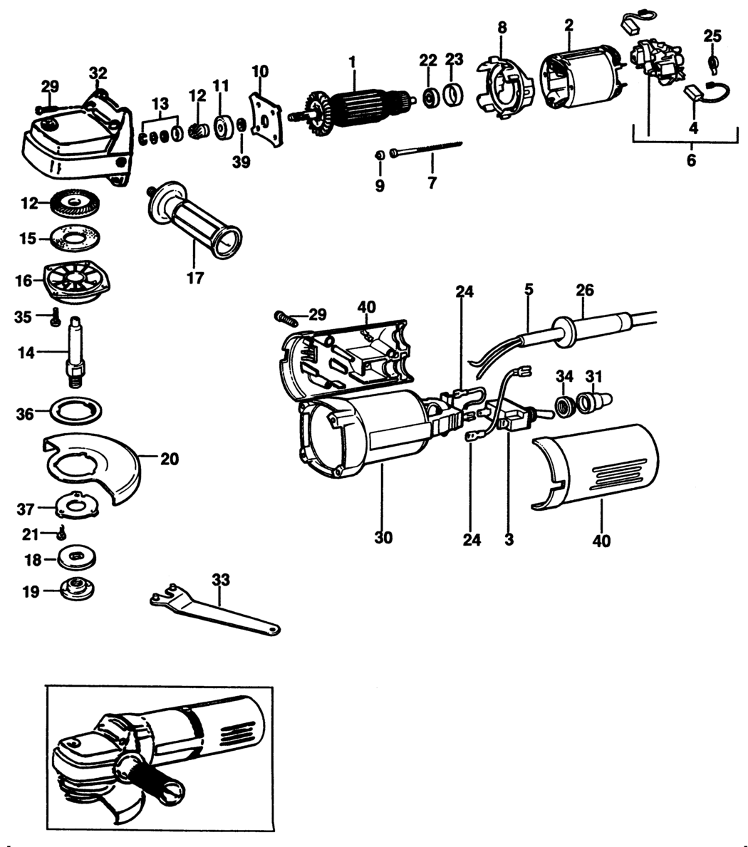 Black & Decker P5504 Type 2 Angle Grinder Spare Parts