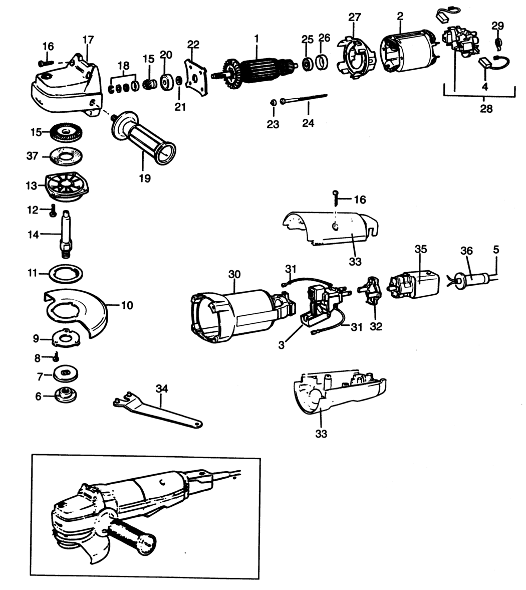 Black & Decker P5516 Type 2 Angle Grinder Spare Parts