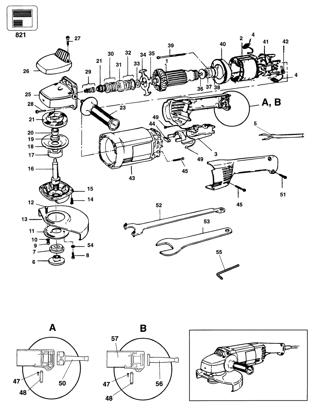 Black & Decker P5723 Type 1 Angle Grinder Spare Parts