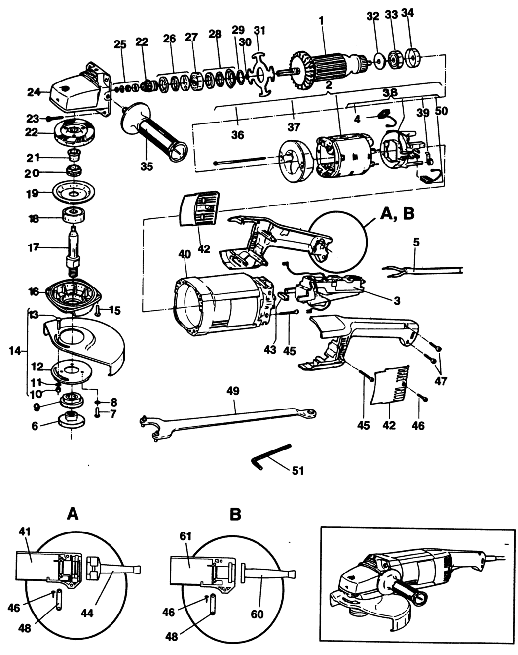 Black & Decker P5731 Type 1 Angle Grinder Spare Parts