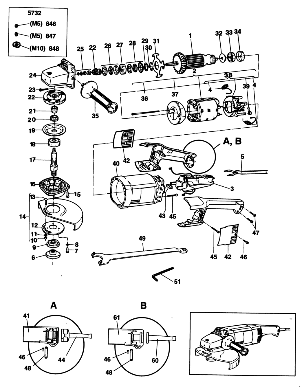 Black & Decker P5732 Type 1 Angle Grinder Spare Parts