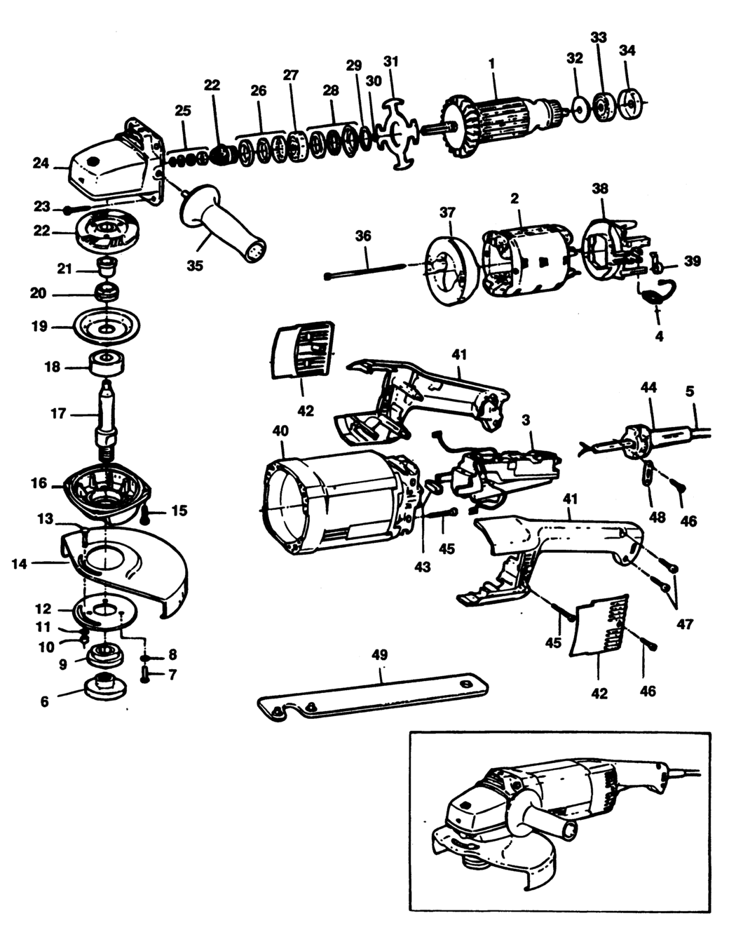 Black & Decker P5741 Type 1 Angle Grinder Spare Parts