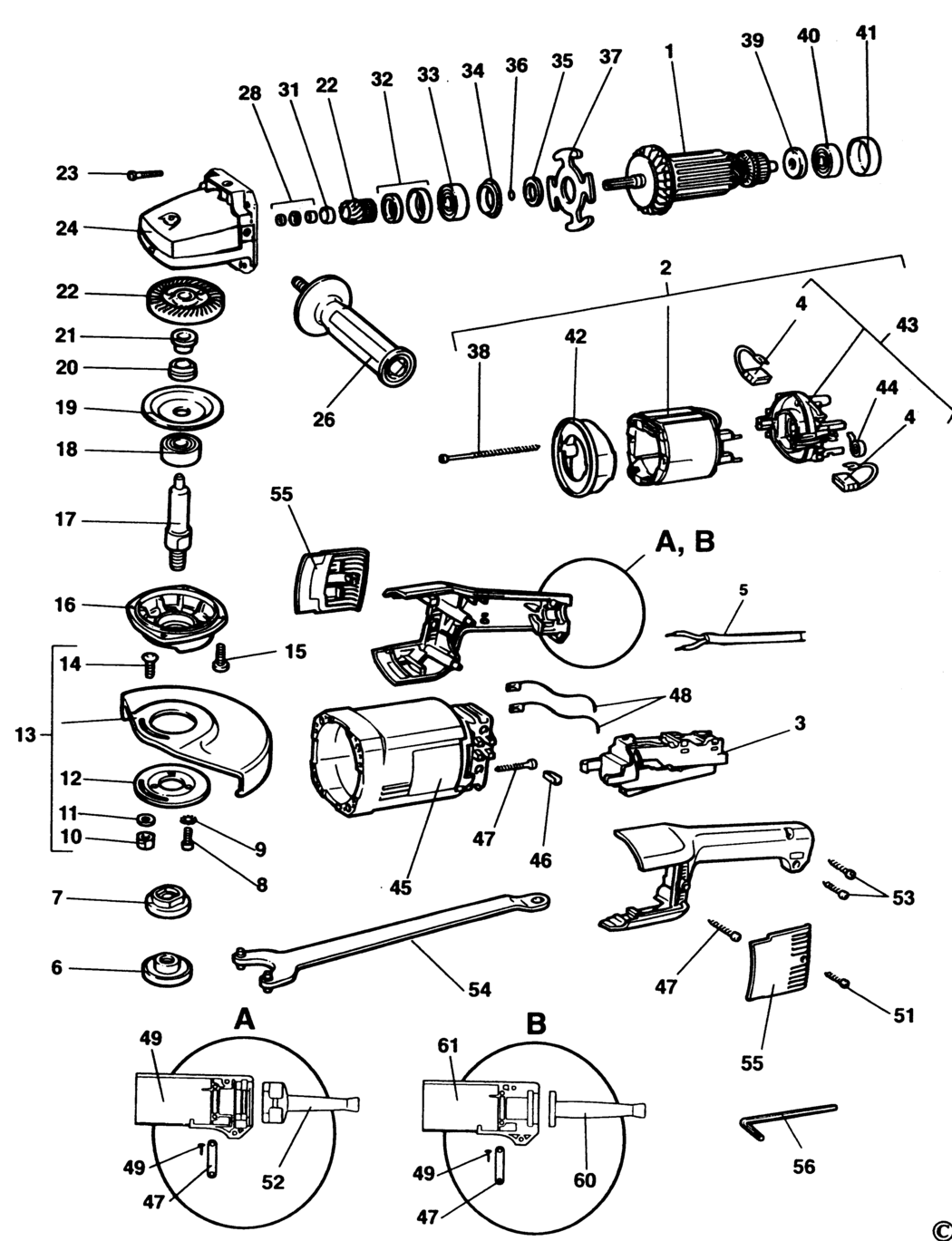 Black & Decker P5921 Type 1 Angle Grinder Spare Parts