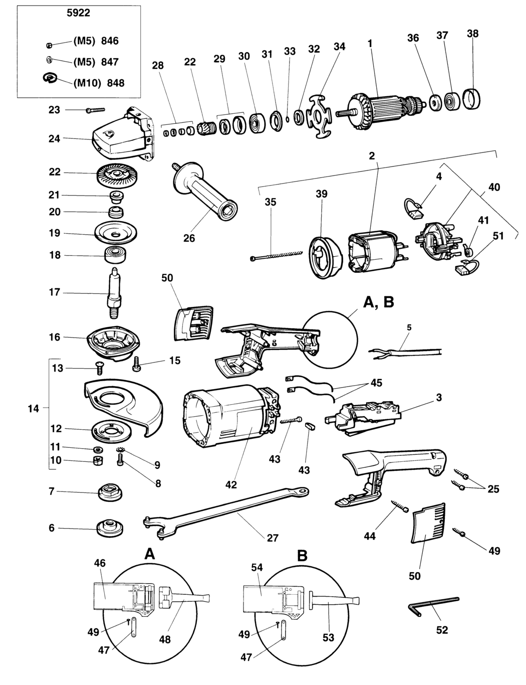 Black & Decker P5922 Type 3 Angle Grinder Spare Parts