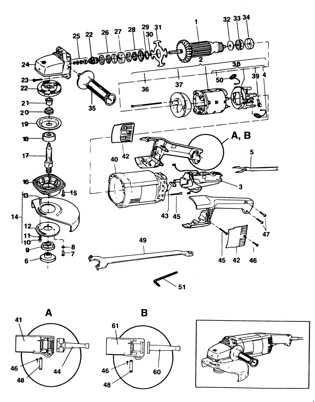 Black & Decker P5931 Type 1 Angle Grinder Spare Parts