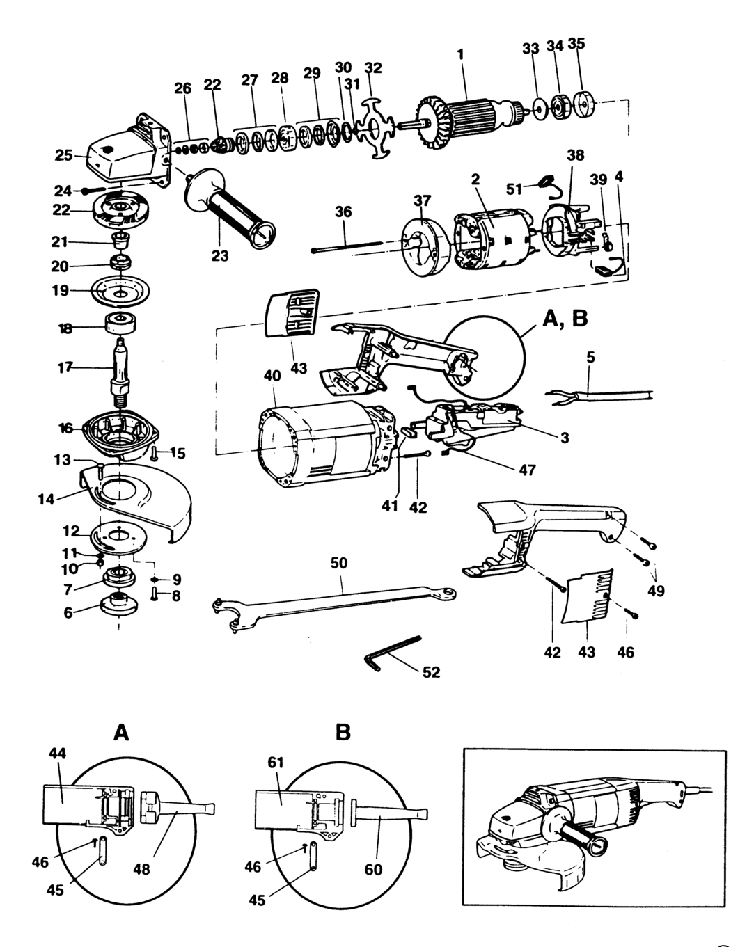 Black & Decker P5951 Type 1 Angle Grinder Spare Parts