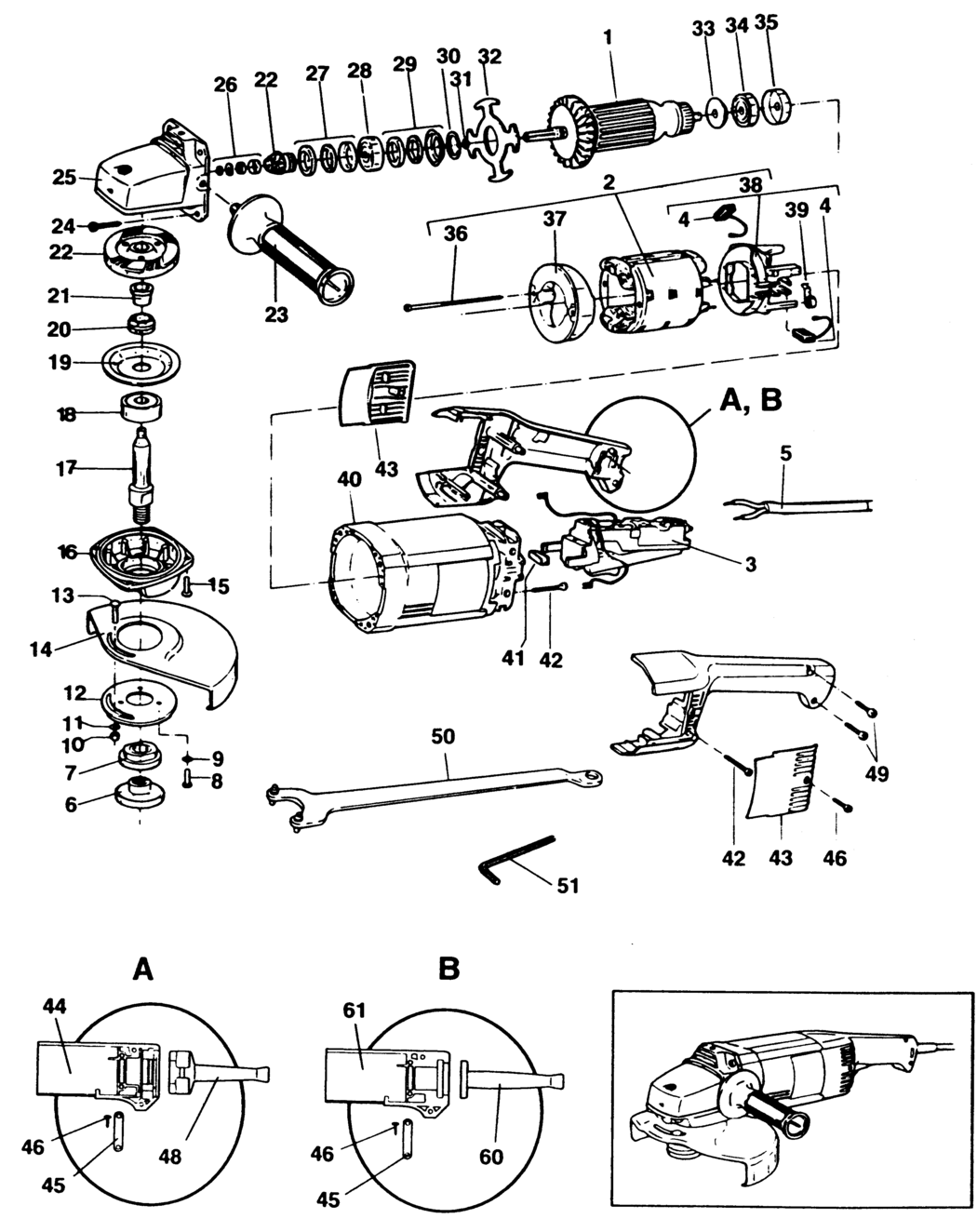 Black & Decker P5952 Type 1 Angle Grinder Spare Parts