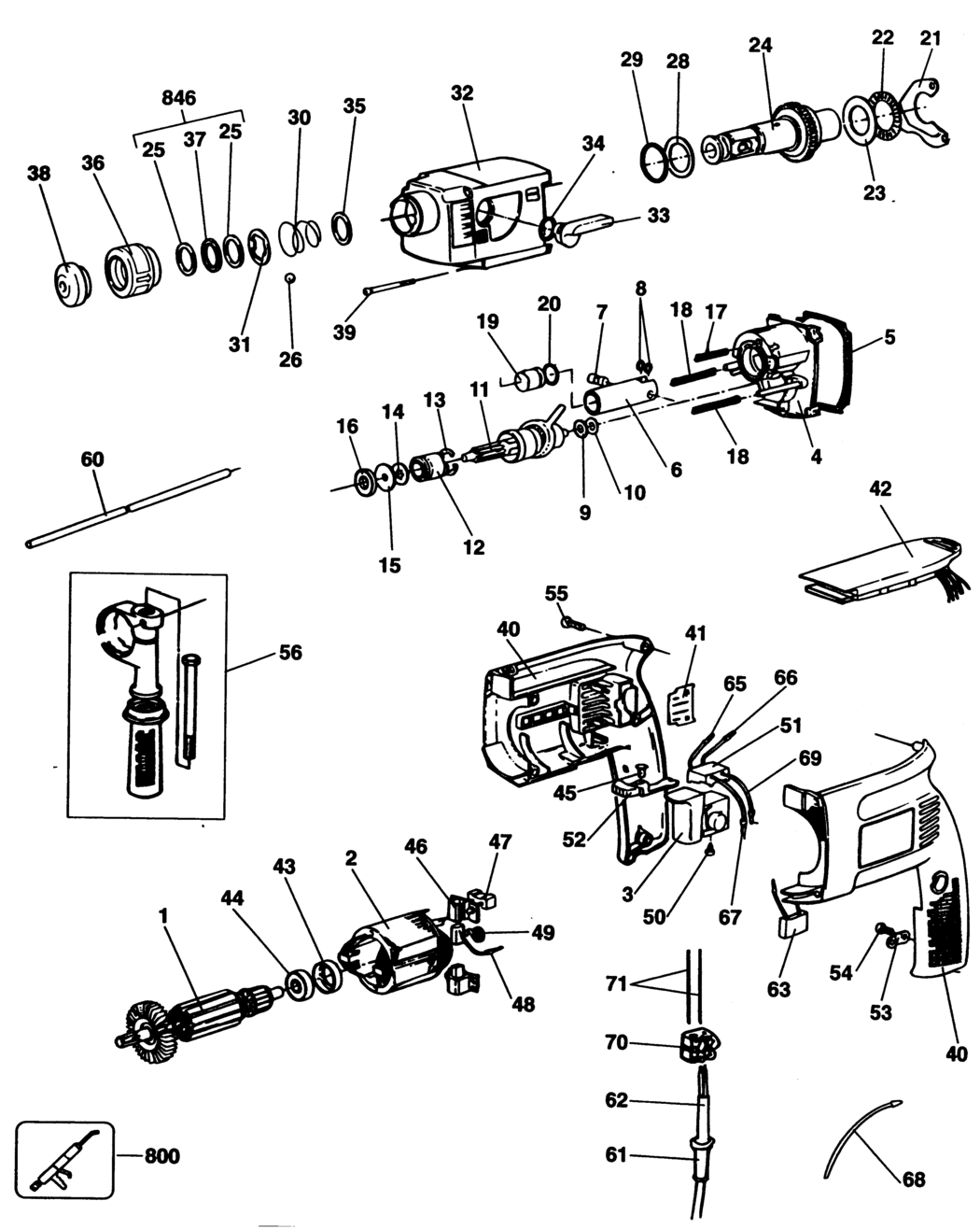 Black & Decker P8017 Type 1 Rotary Hammer Spare Parts