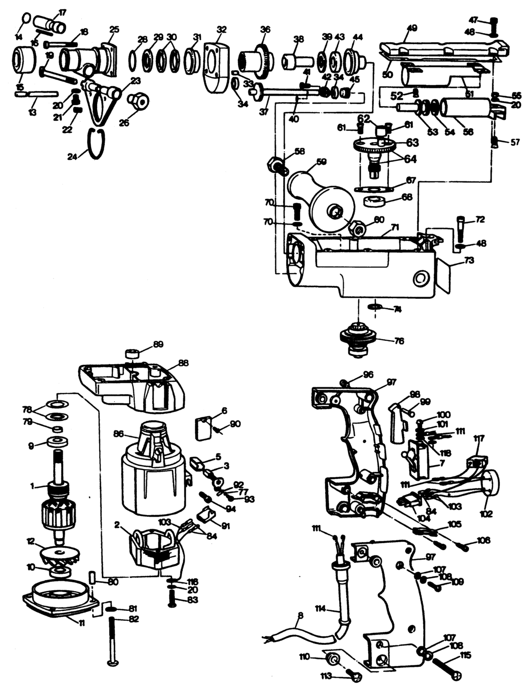 Black & Decker P8022 Type 2 Rotary Hammer Spare Parts