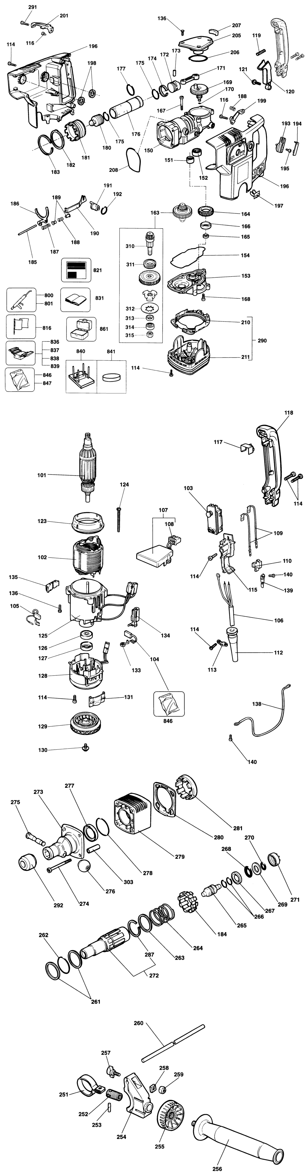 Black & Decker 5096 Type 1 Mid Size Hammer Spare Parts