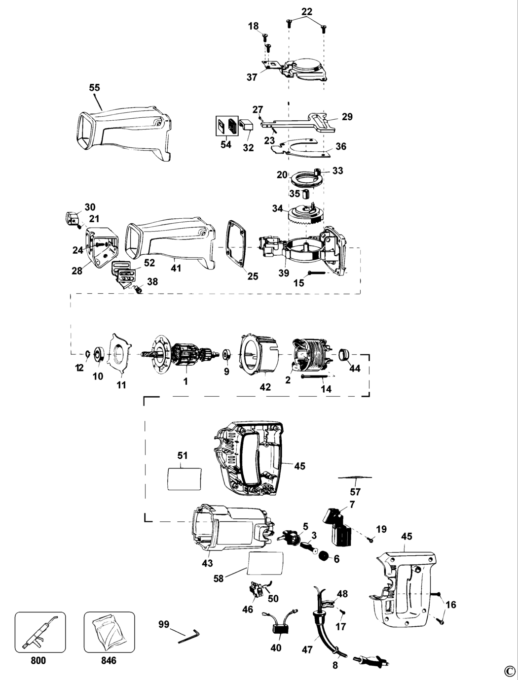 Black & Decker P3103L Type 100 Cut Saw Spare Parts