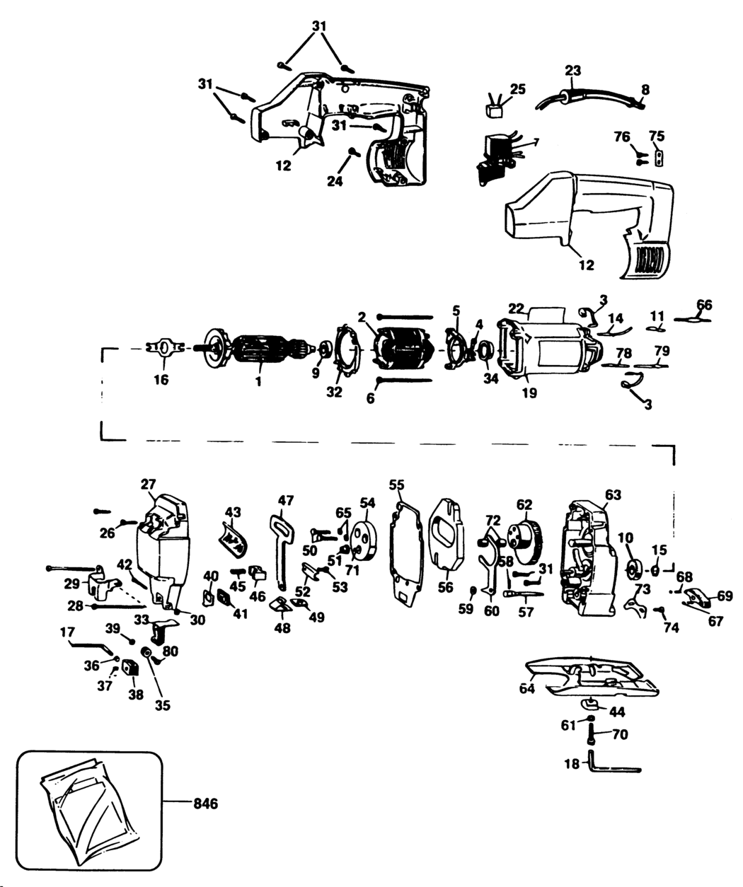 Black & Decker 3157 Type 100 Jigsaw Spare Parts