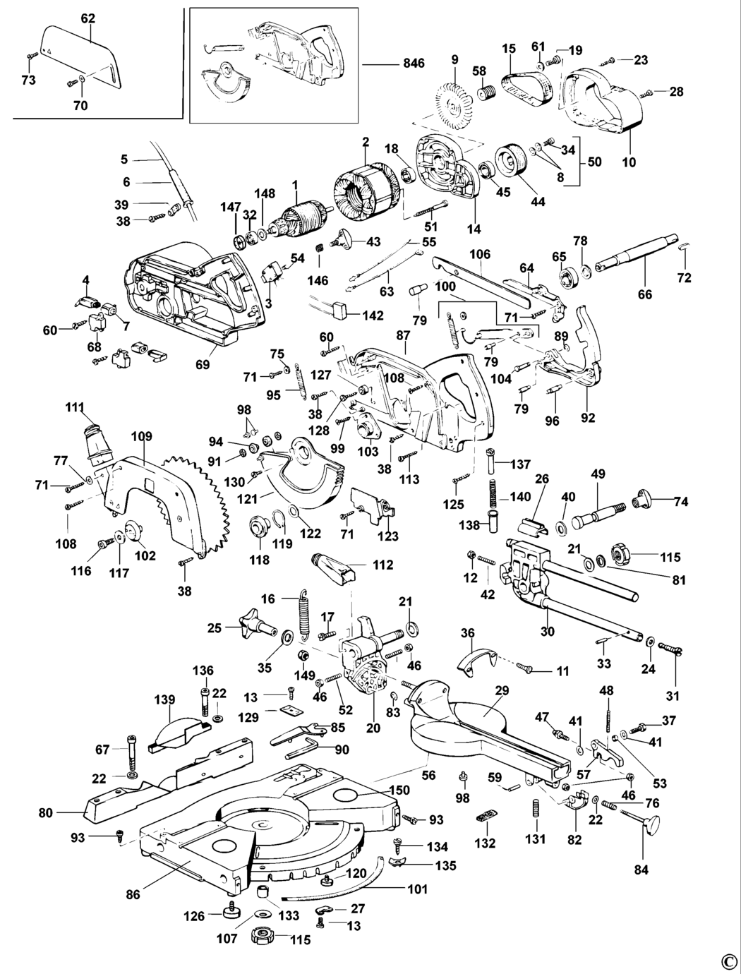 Black & Decker 1707 Type 1 Crosscut Mitre Saw Spare Parts