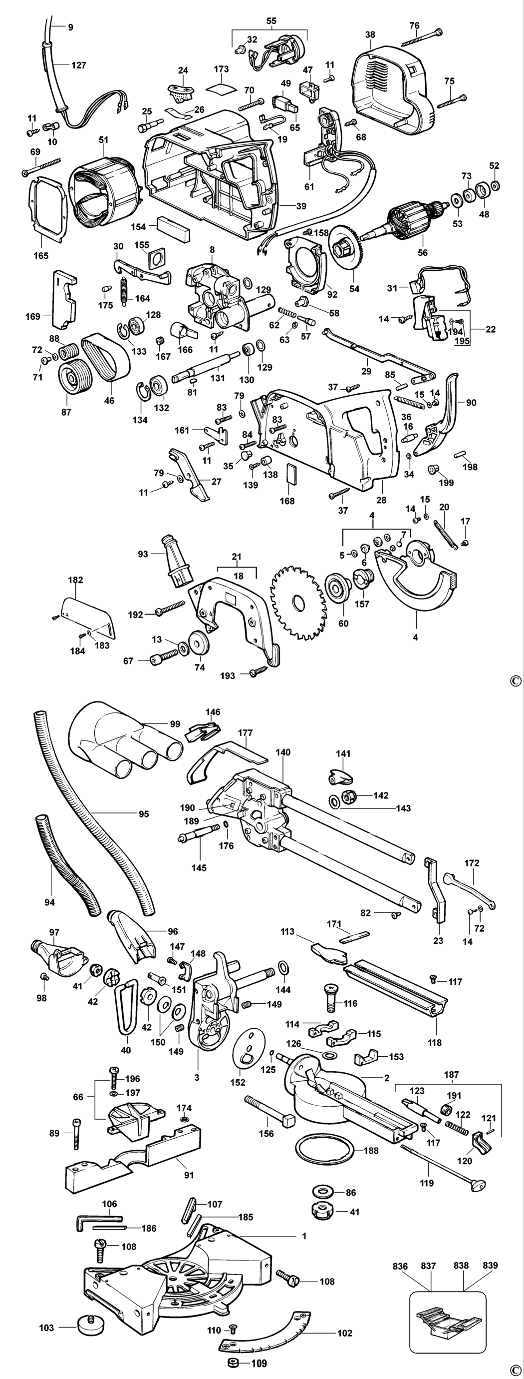 Black & Decker 1707E Type 1 Crosscut Mitre Saw Spare Parts