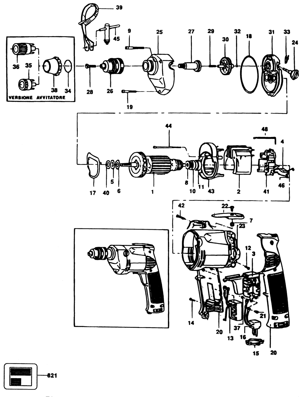 Black & Decker P8804 Type 1 Screwdriver Spare Parts