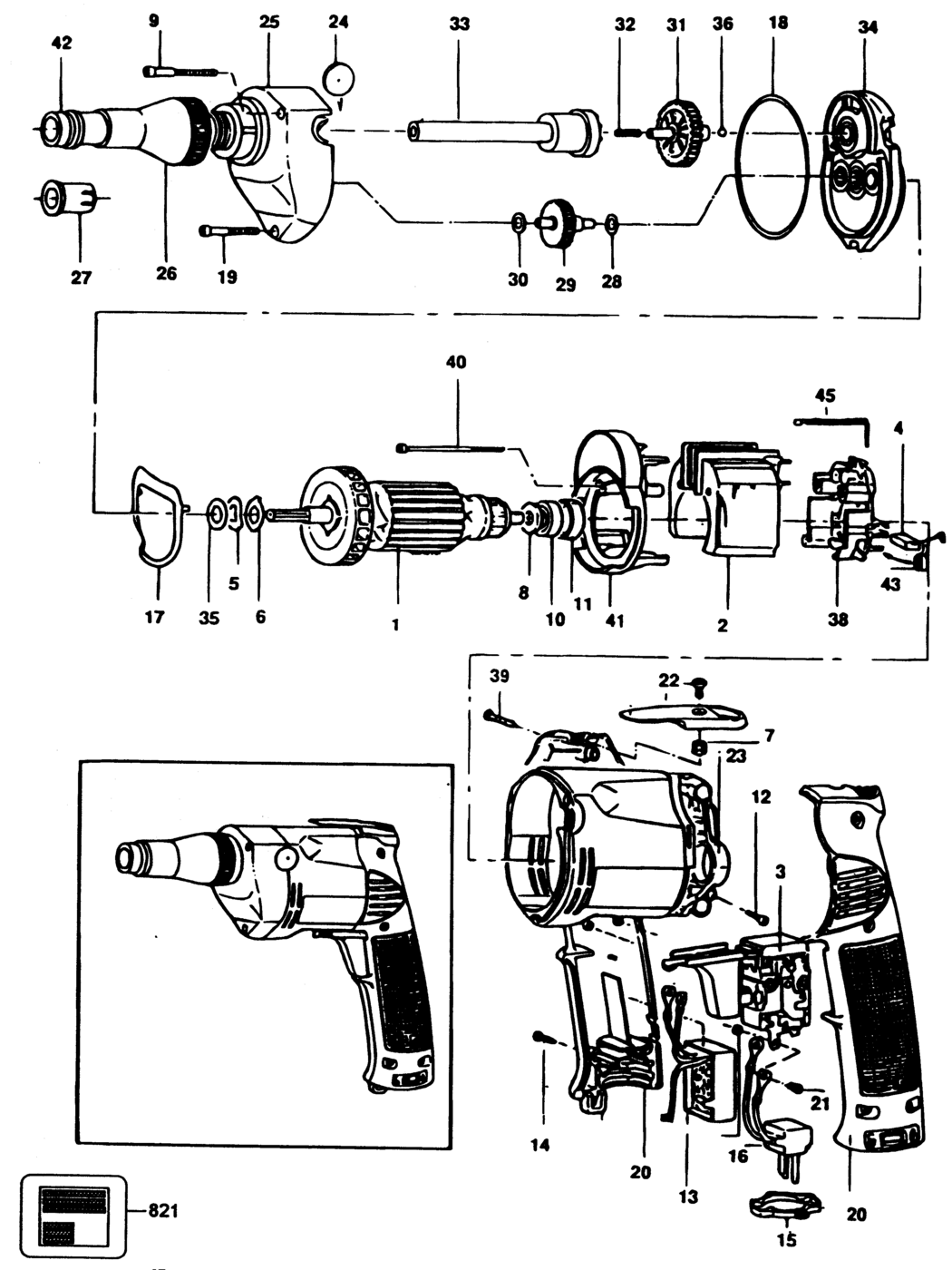 Black & Decker P8805 Type 1 Screwdriver Spare Parts